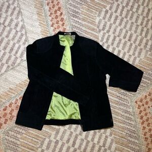 Suede Ruff Hewn Black Jacket with Lime Lining